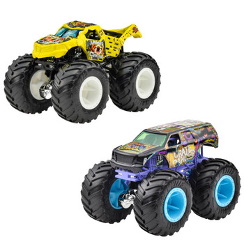 Hot Wheels Monster Trucks Demolition Doubles TOTALED vs. CRATE DANGER 1:64 Scale Vehicle 2-Pack
