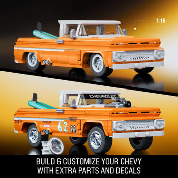 Includes extra parts, metal wheel covers, and decals to transform your build