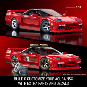 Includes extra parts, metal wheel covers, and decals to transform your build. You can build the Acura NSX or the Honda NSX