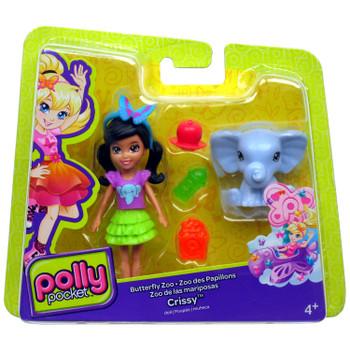Polly Pocket Butterfly Zoo CRISSY 9.5cm Doll with Baby Elephant & Accessories Polly Pocket Butterfly Zoo CRISSY 9.5cm Doll with Baby Elephant & Accessories