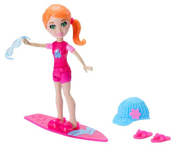 Polly Pocket Extreme Sports LEA 9.5cm Doll with Surfboard Polly Pocket Extreme Sports LEA 9.5cm Doll with Surfboard