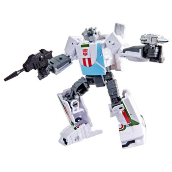 In robot mode, the Transformers action figure is around 4.75 inches (12 cm) tall In robot mode, the Transformers action figure is around 4.75 inches (12 cm) tall