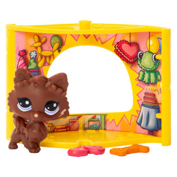 Littlest Pet Shop Series 1: #60 POMERANIAN with PINATA PARTY Pet Nook