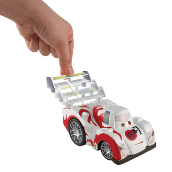 Kids rev up their favourite character with the integrated "rip stick" contained in the spoiler - just pull it to gear up, and let it go.