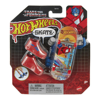 Hot Wheels Skate x Transformers OPTIMUS PRIME Fingerboard and Skate Shoes in packaging