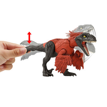 Push down on the tail of the Pyroraptor for Head-Striking Action!