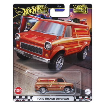 Hot Wheels Premium Boulevard FORD TRANSIT SUPERVAN 1:64 Scale Die-cast Vehicle (#109) in packaging