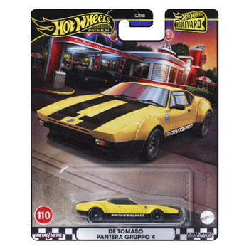 Hot Wheels Premium Boulevard DE TOMASO PANTERA GRUPPO 4 1:64 Scale Die-cast Vehicle (#110) in packaging