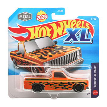 Hot Wheels XL - '83 CHEVY SILVERADO (Orange) 1:43 Scale Die-cast Vehicle (#3/24) in packaging