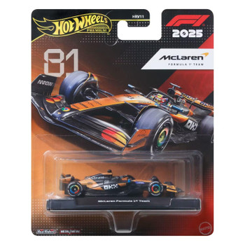 Hot Wheels Premium Formula 1 Collection McLAREN FORMULA 1 TEAM (#81 Oscar Piastri) 1:64 Scale Die-Cast Vehicle in packaging