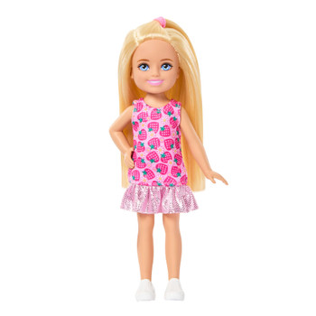 Barbie Chelsea Doll, Small Girl Doll with Blonde Hair wearing Strawberry-Print Dress & Shoes