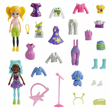 Polly Pocket POP STAR SPOTLIGHT Fashion Pack with 2 Dolls and Accessories