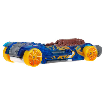 X-Steam in transparent blue, with yellow wheels and a white base
