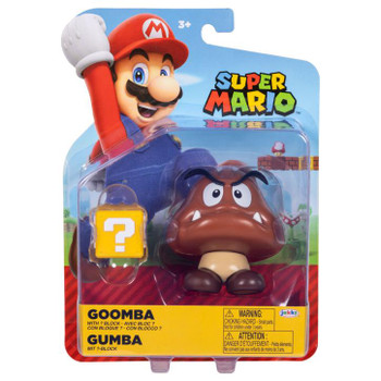 Super Mario GOOMBA with Question Block 4-inch Action Figure in packaging