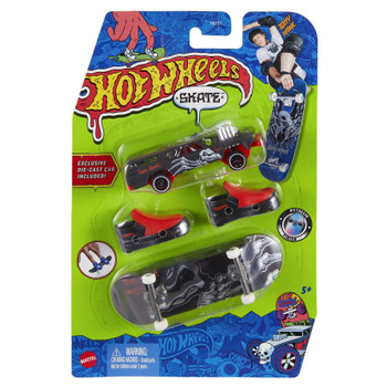 Hot Wheels Skate SKEL-RAD Fingerboard and Skate Shoes with CRUISE BRUISER 1:64 scale Die-cast Vehicle in packaging