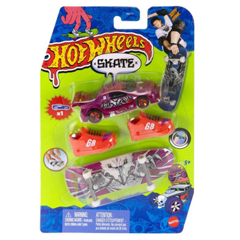 Hot Wheels Skate TALON SHRED Fingerboard and Skate Shoes with AMAZOOM 1:64 scale Die-cast Vehicle in packaging