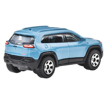 Jeep Cherokee Trailhawk in blue, with black trim and a grey base
