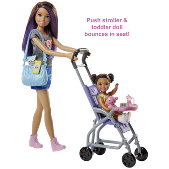 The stroller gets imaginations rolling with a bouncing seat: put the toddler doll in and push to see her bounce as the stroller moves forward