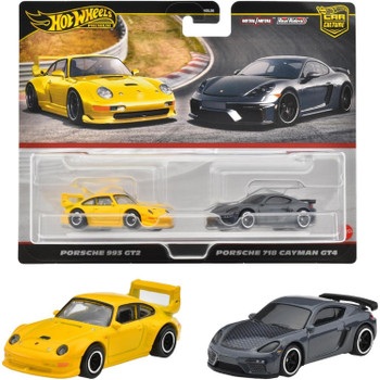 Hot Wheels Car Culture PORSCHE 993 GT2 and PORSCHE 718 CAYMAN GT4 1:64 Scale Die-cast Vehicle 2-Pack