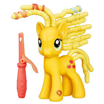 Applejack figure comes with 3 hair bands for fun hair play. Applejack figure comes with 3 hair bands for fun hair play.