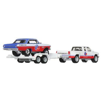 Both vehicles feature a matching red, white, and blue VP Racing Fuels deco