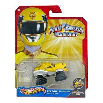 Hot Wheels Power Rangers Megaforce YELLOW RANGER TIGER ZORD 1:64 Scale Die-cast Vehicle in packaging - Front