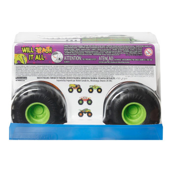 Hot Wheels Monster Trucks Oversized WILL EAT IT ALL 1:24 Scale Vehicle in packaging - Back