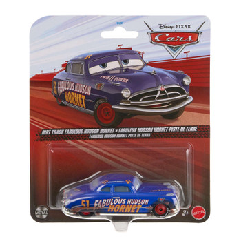 Disney Pixar Cars: DIRT TRACK FABULOUS HUDSON HORNET 1:55 Scale Die-Cast Vehicle in packaging