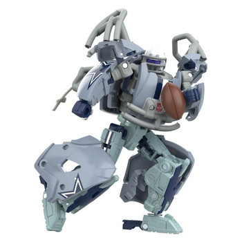 This Transformers figure, Starblitz, represents the Dallas Cowboys and features team colours and themed accessories