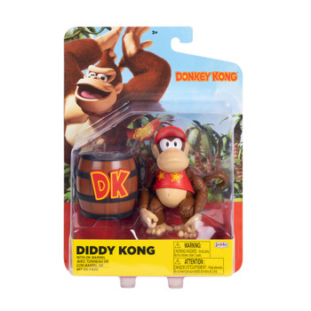 Super Mario DIDDY KONG with Barrel 4-inch Action Figure in packaging - Front