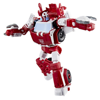 Ratchet comes with tool and blaster accessories that attach in bot mode and store in vehicle mode