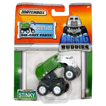 Matchbox Big Rig Buddies - STINKY the Garbage Truck - 1:50 Scale Die-cast Vehicle in packaging - Front