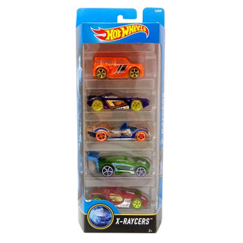 Hot Wheels X-RAYCERS 1:64 Scale Die-Cast Vehicle 5-Pack in packaging.