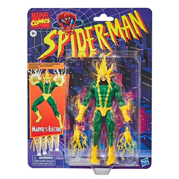6-INCH-SCALE COLLECTIBLE MARVEL’S ELECTRO FIGURE: Fans, collectors, and kids alike can enjoy this 6-inch-scale Marvel’s Electro Retro Collection figure, inspired by the character from the Marvel Spider-Man comics.