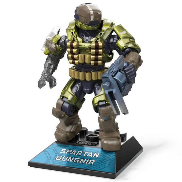 Buildable Halo Infinite inspired Spartan Gungnir micro action figure with deluxe decoration.