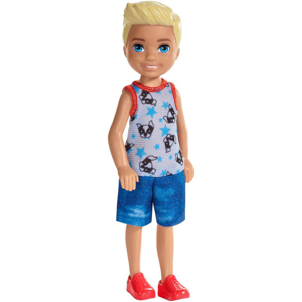 This 5.5-inch (14 cm) doll celebrates his favourite animal -- he wears a romper decorated with a puppy dog's face and blue stars!