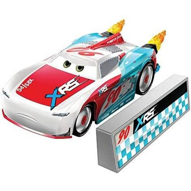 Paul Conrev 1:55 scale die-cast car has a cool custom XRS deco and yellow flames that spin as you roll the car along!