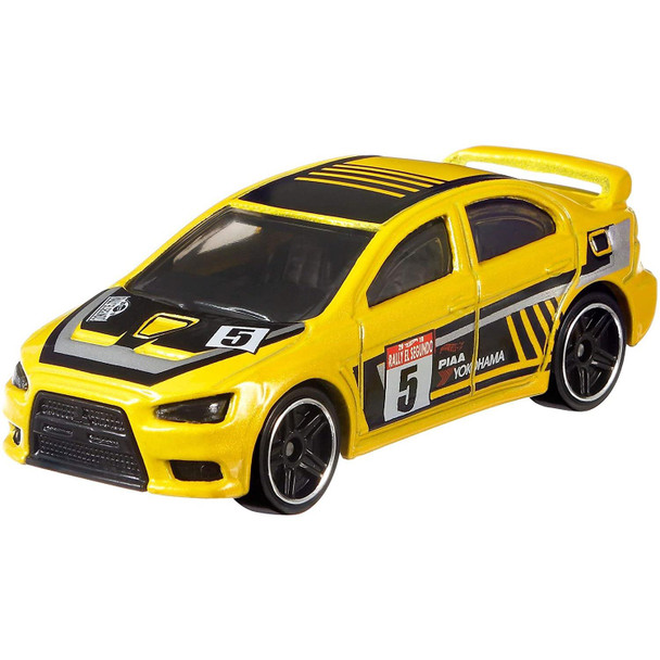 Authentically styled 2008 Lancer Evolution with chrome-rimmed wheels, and rally deco.