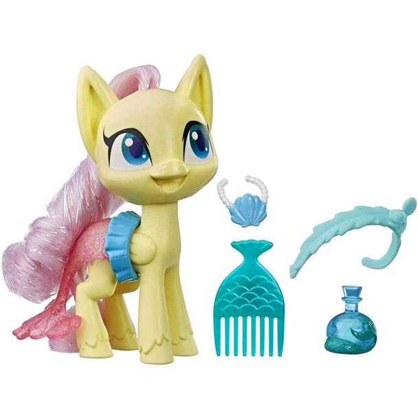 PLAY DRESS UP WITH FLUTTERSHY: Imagine Fluttershy is dressing up in a mermaid costume with her fun fashion accessories, including a mermaid tail skirt!