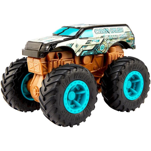 Cyber Crush Monster Truck features SUV styling with a cybernetic deco.
