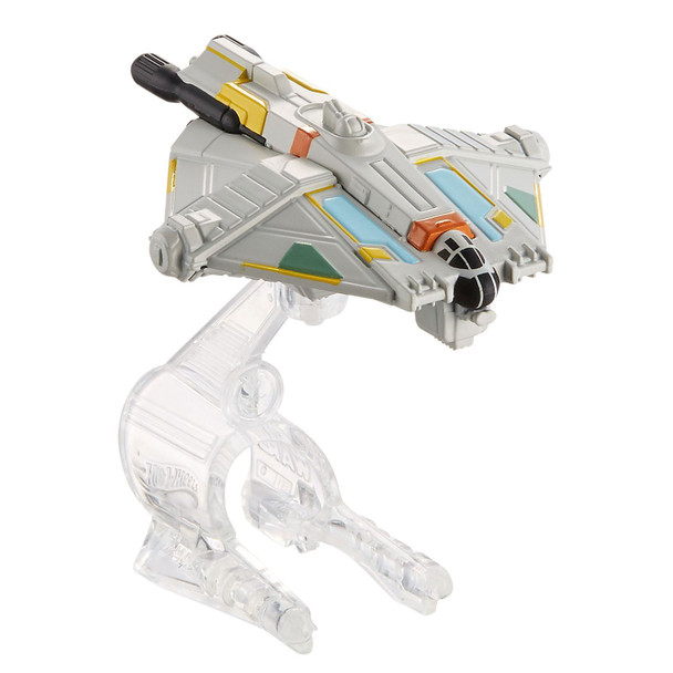 A favourite Star Wars starship re-created as a Hot Wheels miniature. The Ghost starship measures around 7.5 cm (3 inches) in length and comes with display stand.