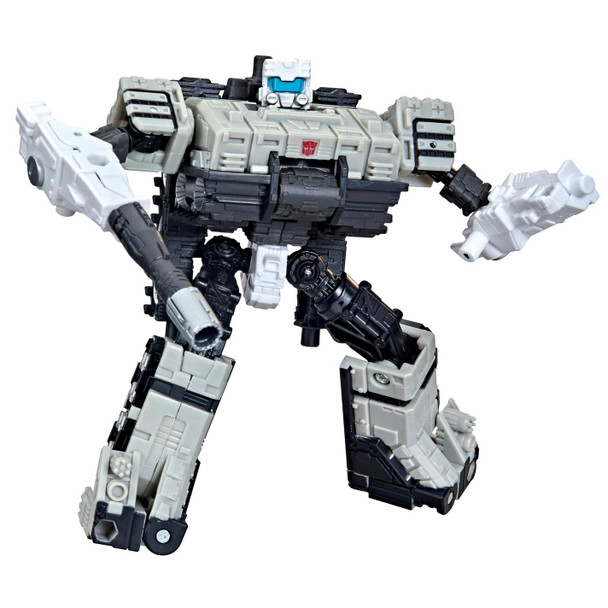 This 5-inch (12.5 cm) scale Autobot Slammer figure splits into 8 weapon accessories that can equip other figures (each sold separately, subject to availability).