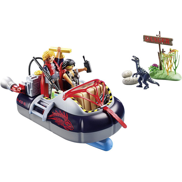 Set out on an exciting chase with the Playmobil 9435 Dino Hovercraft with Underwater Motor. 