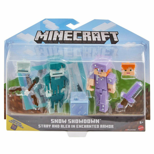 Includes Stray figure with Bow & Arrow accessory, and exclusive Alex in Enchanted Armor figure with Sword accessory, only found only in this 2-pack!