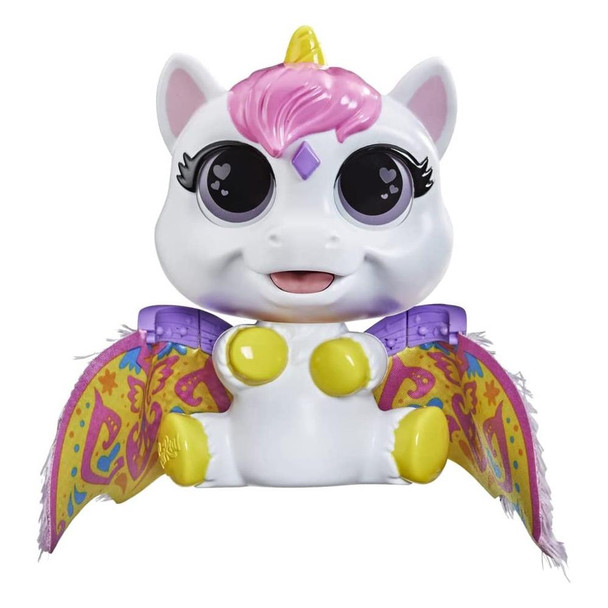 Adorable, Interactive Fantasy Pet: The furReal Airina the Unicorn Colour-Change Interactive Feeding Toy is a sweet pet whose colour-change eyes reveal her moods, so you know how to care for her.