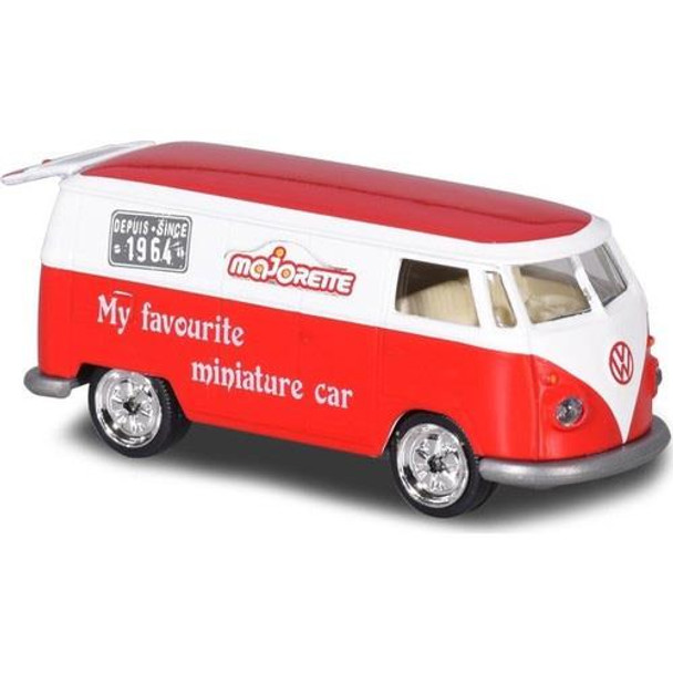 Authentically styled Volkswagen Type 2 T1 Camper Van in red and white with 'Majorette' deco.