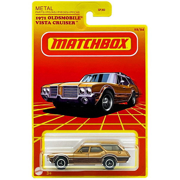 Matchbox Retro Series 1971 OLDSMOBILE VISTA CRUISER 1:64 Scale Die-cast Vehicle in packaging.