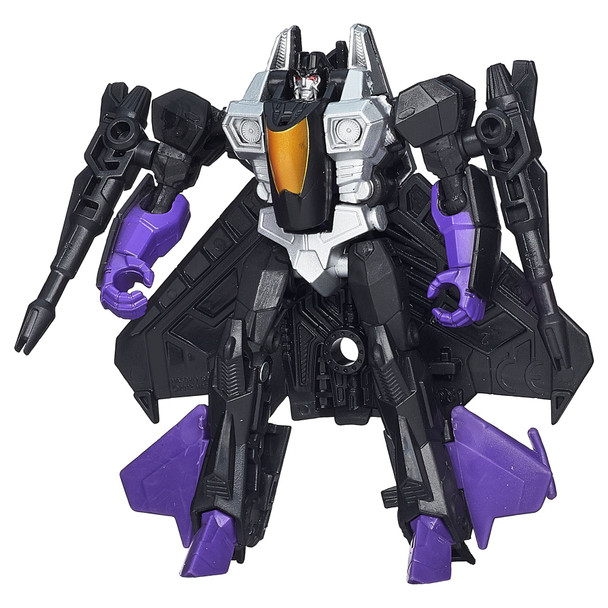 2-in-1 Skywarp figure transforms from fighter jet to warrior robot in 8 steps.