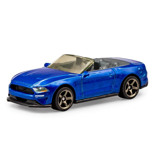 Matchbox 2018 Ford Mustang Convertible in Metalflake blue.