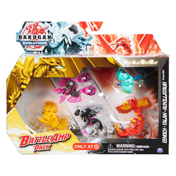 Exclusive Battle Amp Pack: Level up your Bakugan collection with the Battle Amp Pack! Featuring Bakugan, Geogan and Nanogan! Unleash strength and speed modes and an exclusive Ultra Eenoch + Baku-Gear in an all-new deco!